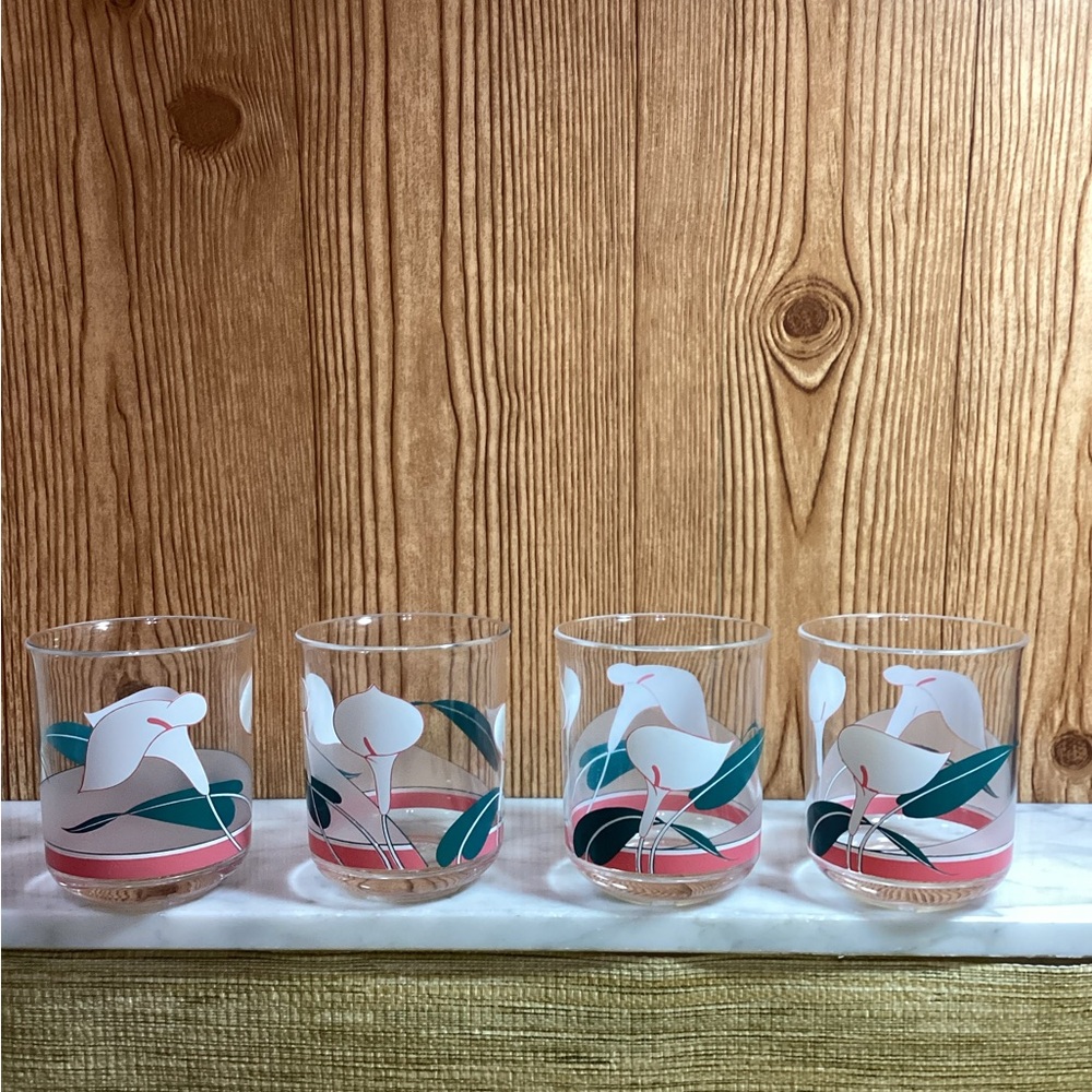 Rare Retro Vtg 1980’s Culver Nouveau Encounters Acrylic Whiskey Glasses set of 4